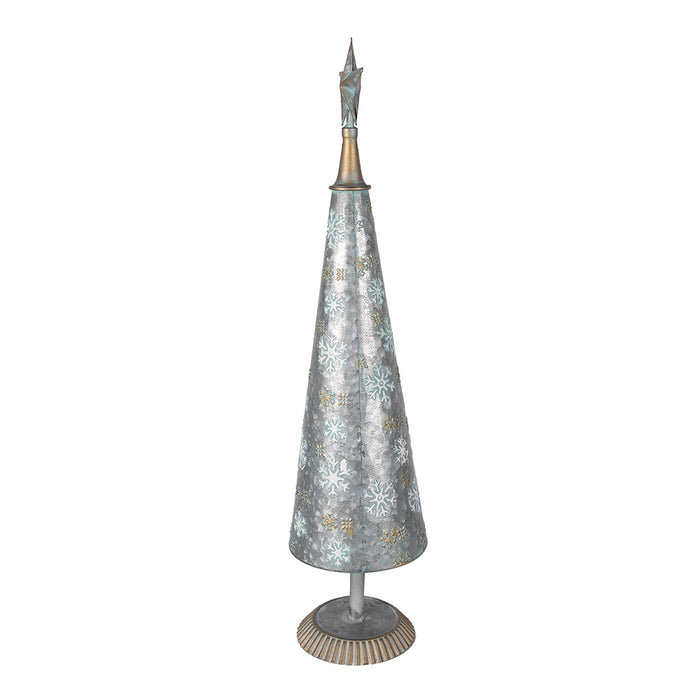 Clayre & Eef Kerstdecoratie Beeld Kerstboom 64 cm Grijs Goudkleurig