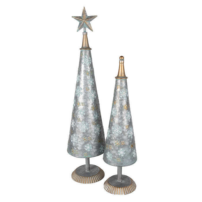 Clayre & Eef Kerstdecoratie Beeld Kerstboom 64 cm Grijs Goudkleurig