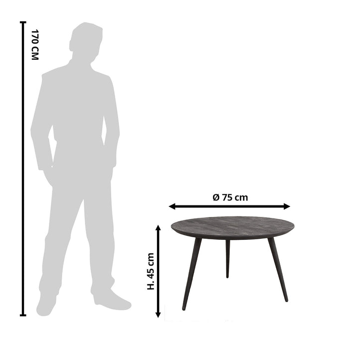 Clayre & Eef Salontafel Ø 75x45 cm Zwart Hout Rond Bijzettafel