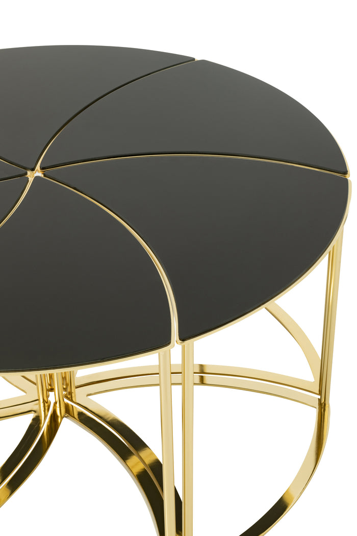 J-Line tafels Tornado - metaal|glas - goud - set van 6