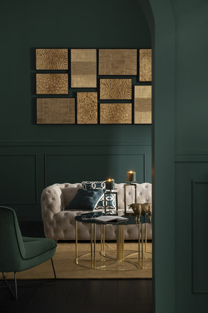 J-Line tafels Tornado - metaal|glas - goud - set van 6