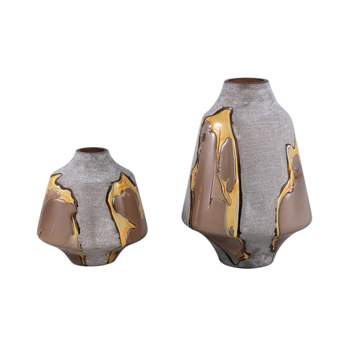 PTMD Vaas Nevil - 25x25x36 cm - Glas - Bruin