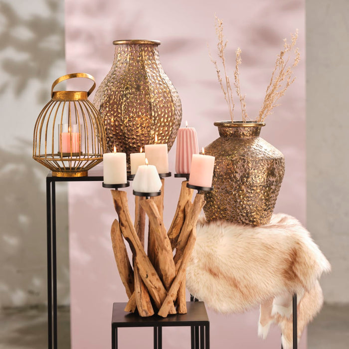 DKNC - Kandelaar Jinny - Teak hout - 30x40cm - Bruin