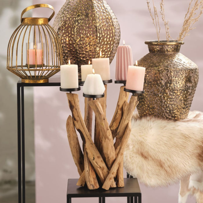 DKNC - Kandelaar Jinny - Teak hout - 30x40cm - Bruin