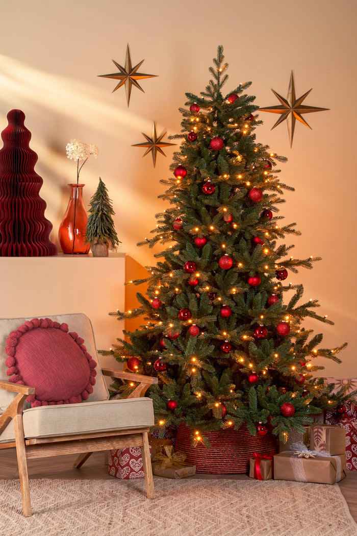 House of Seasons Kerstboomrok - H26 x Ø58 cm - Zeegras - Rood