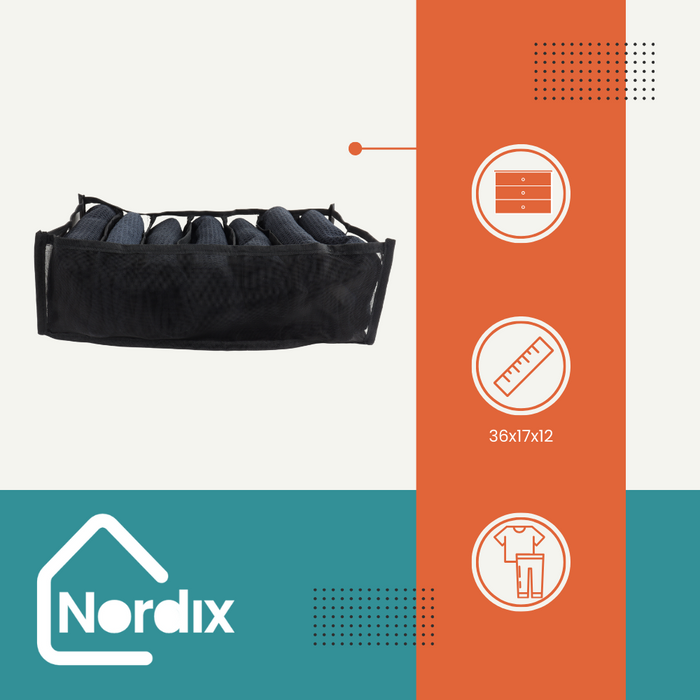 Nordix Kledingkast Organizer Opbergsysteem Lade 7 Vakken Zwart 2 stuks