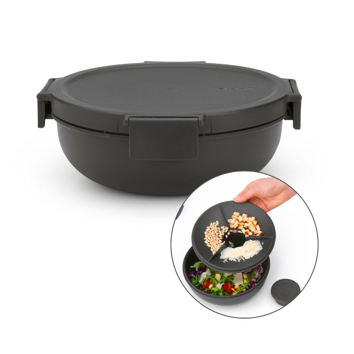 Brabantia Make & Take Salade Lunchbox 1,3 L - Kunststof - Dark Grey