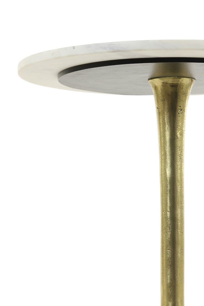 Light&living Bijzettafel Ø48x53 cm RICKERD wit marmer+antiek brons