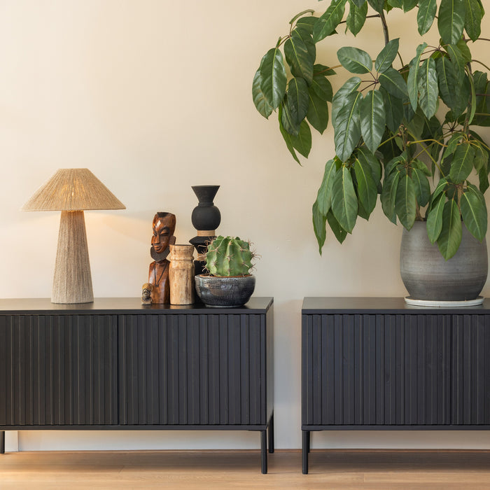 WOOOD New Gravure Tv-meubel B 100 cm - Grenen - Zwart