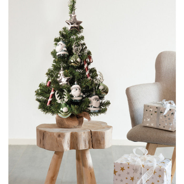 Everlands Kerstboom - kunst - mini - inclusief versiering - 60 cm