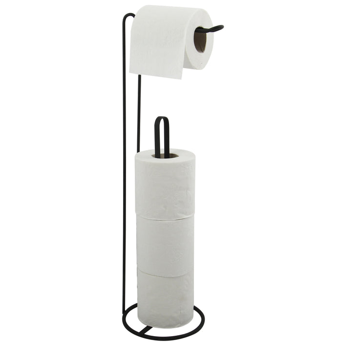 MSV Wc|toiletrolhouder reservoir - metaal - zwart - 54 cm - 4|5 rollen