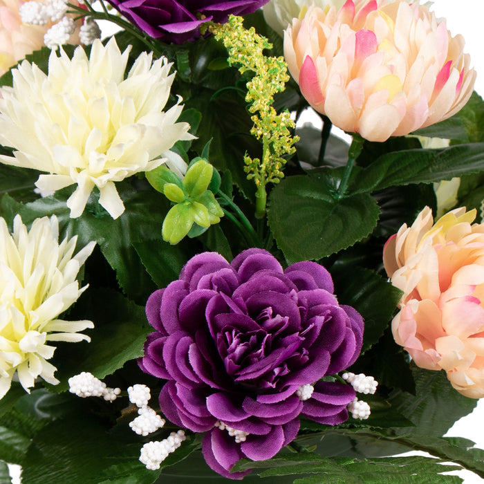 Louis Maes Kunstbloemen crysanten in pot - kleurenmix - D30 x H24 cm