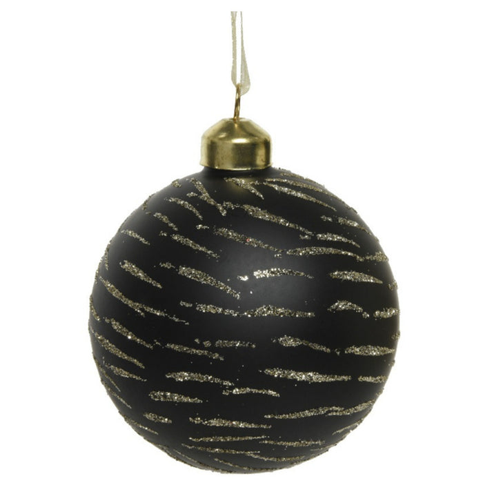 Decoris Kerstballen - 3 stuks - brass zwart met goud - 8 cm