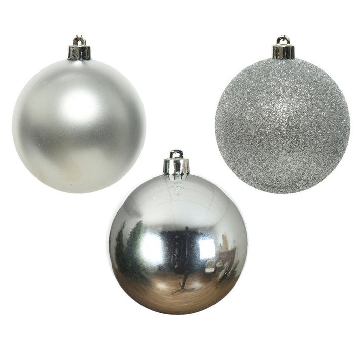 Decoris Kerstballen - 34x st - zilver - D8 cm - kunststof