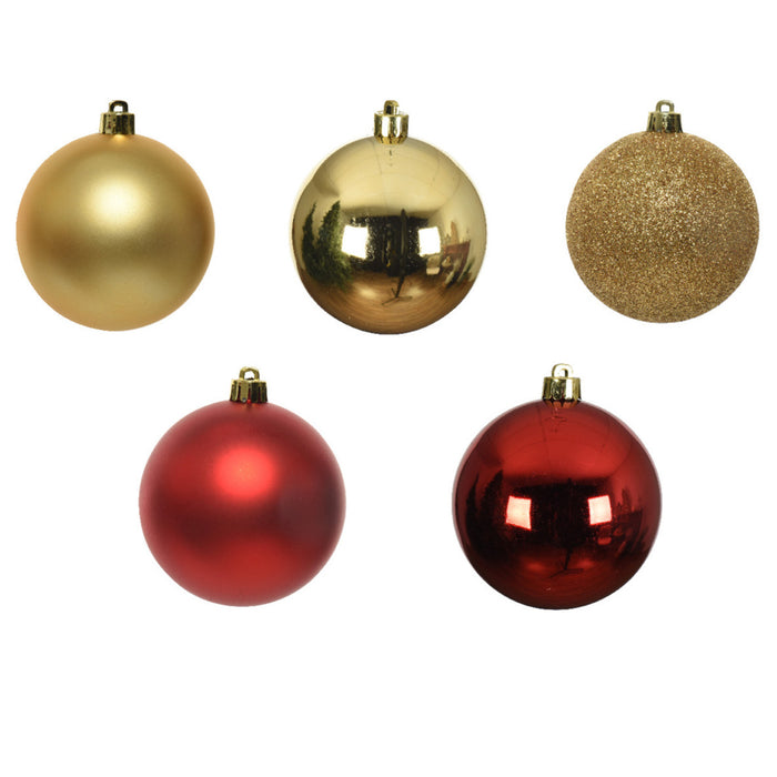 Decoris kerstballen - 30x st - goud en rood - D6 cm