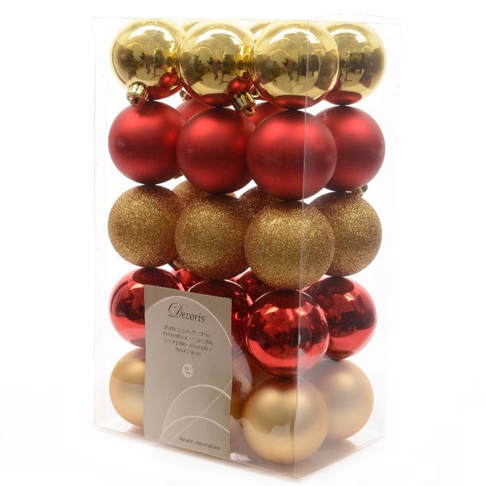 Decoris kerstballen - 30x st - goud en rood - D6 cm