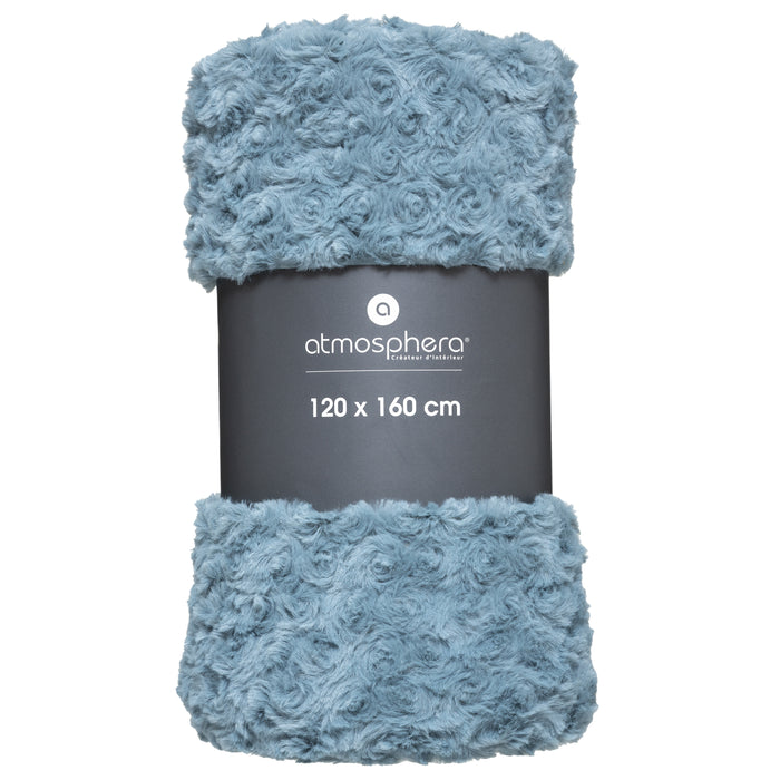 Atmosphera Sprei|deken|plaid - aqua blauw - polyester - 120 x 160 cm -