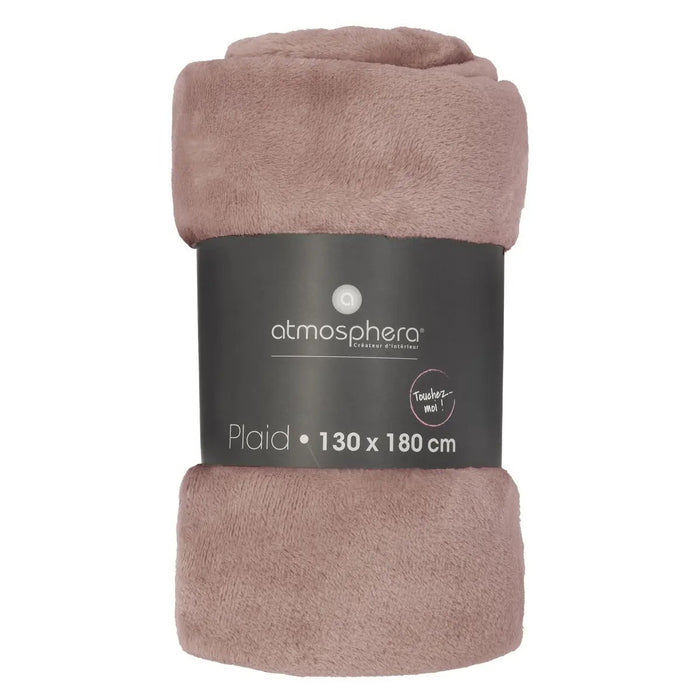 Atmosphera Plaid deken - oud roze - polyester - 130 x 180 cm