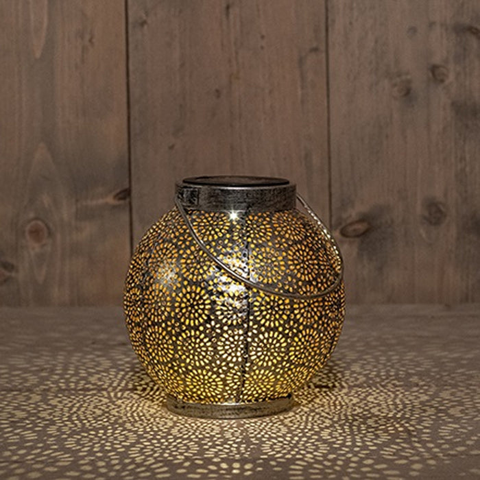 Anna's collection Solar lantaarn - zilver - metaal - 14 x 16 cm