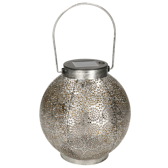 Anna's collection Solar lantaarn - zilver - metaal - 14 x 16 cm