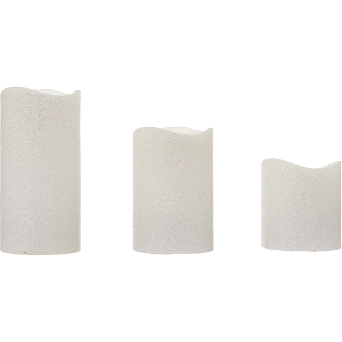 Feeric lights LED stompkaarsen - 3x - wit - glitter