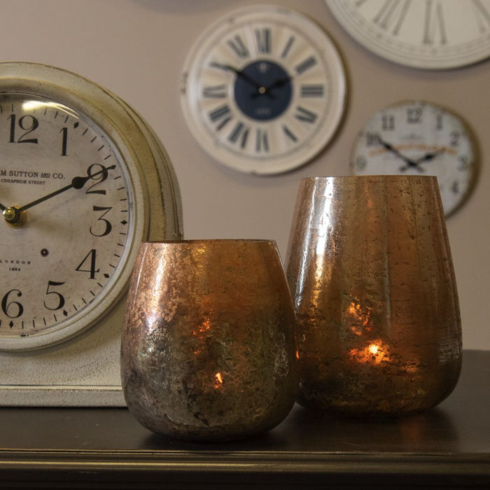 Clayre & Eef Theelichthouder Ø 11x14 cm Goudkleurig Glas