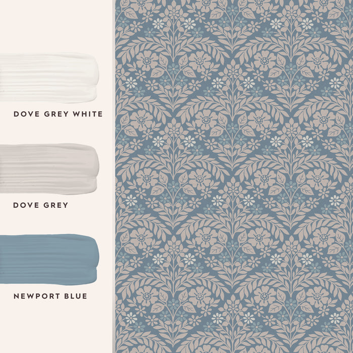 Laura Ashley Margam Behang - Bloemen - 10mx52cm - Blauw