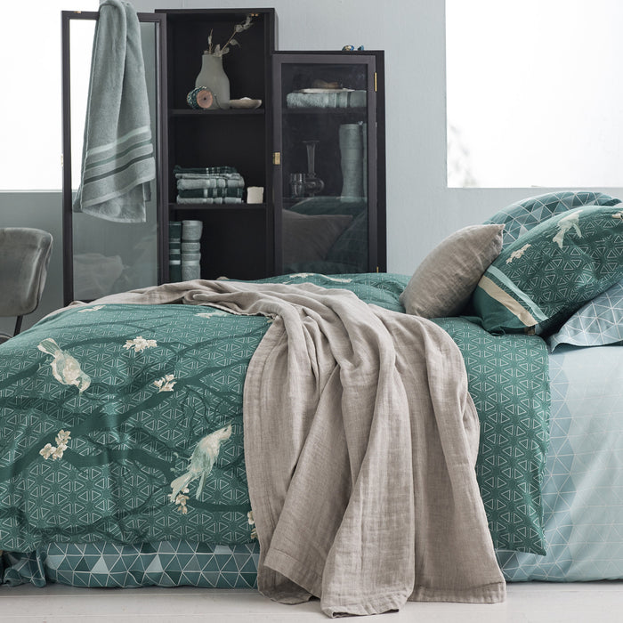 Vandyck - Dekbedovertrek SMALL BIRDS Parisian Blue 140x220 cm (satijnk