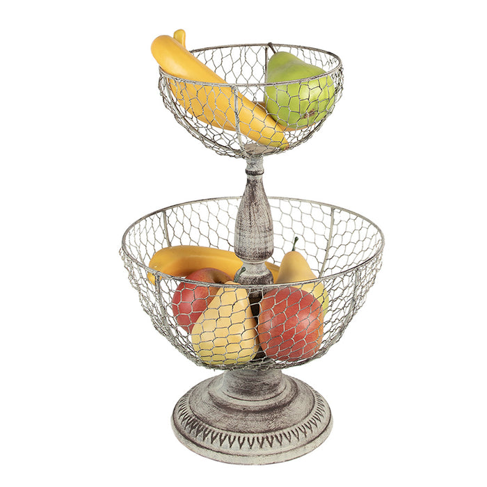 Clayre & Eef Etagère 2 laags Ø 30x44 cm Beige IJzer