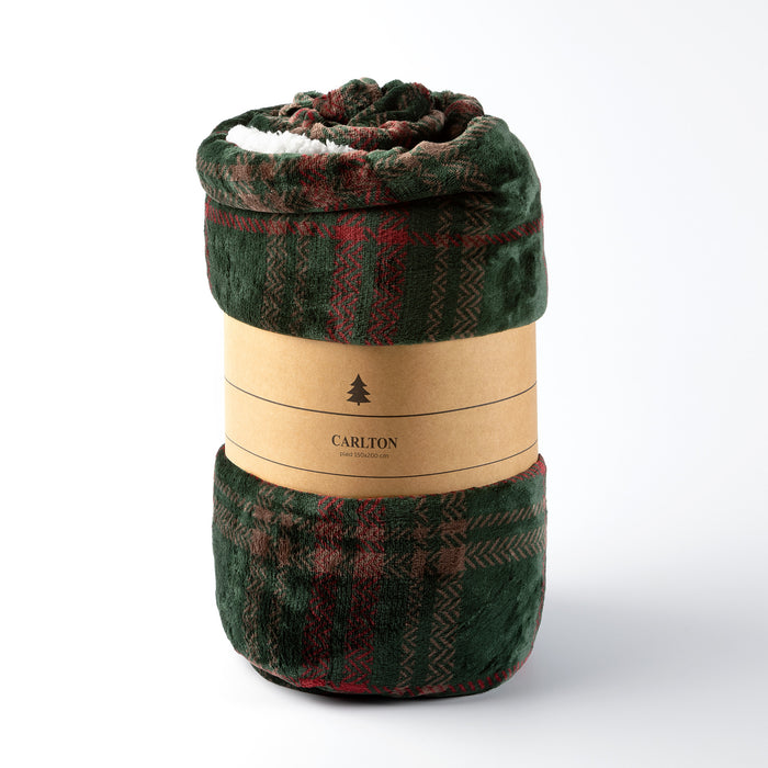 Sierkussen.nl Plaid 150 x200 cm CARLTON - fleece deken|sherpa - groen