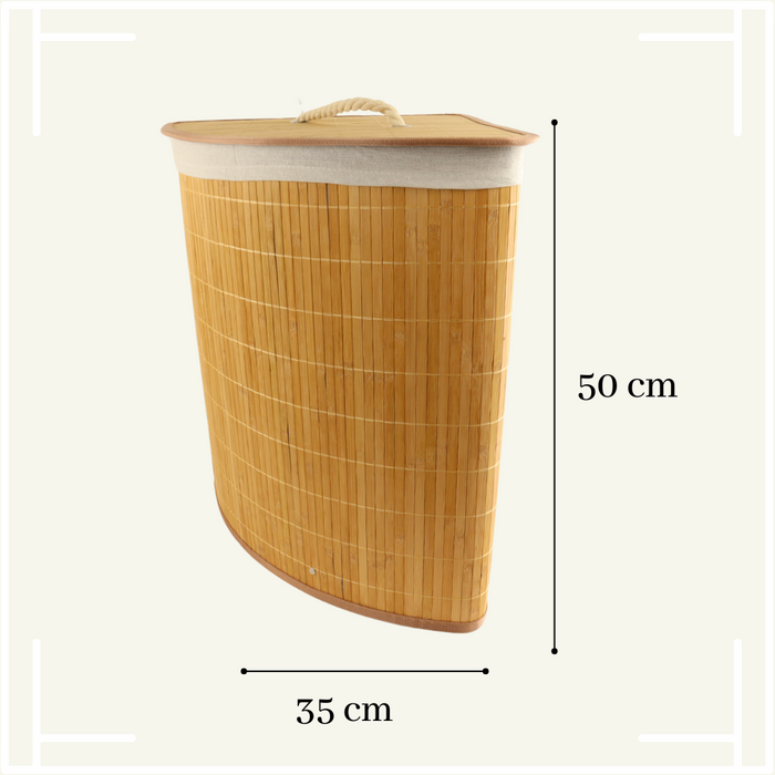 Marbeaux Wasmand met Deksel Hoekvormig Bruin 35x35x50cm Bamboe