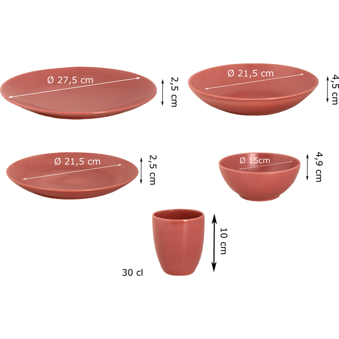 Mammoet Serviesset Spirit Stoneware 6-persoons 30-delig Rood