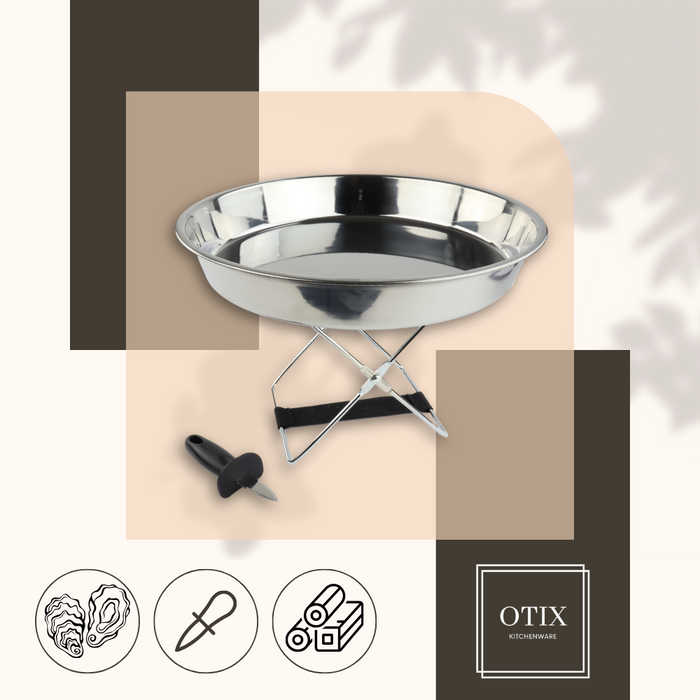 OTIX Oesterbord Oesterset met Oestermes Inklaptafel en Schaal Kreef...