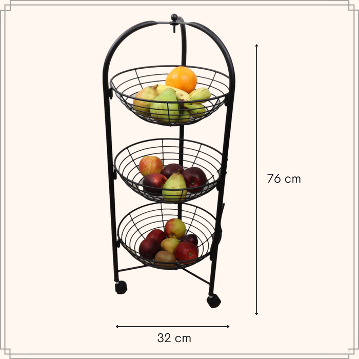 OTIX Fruitmand Voorraadrek Fruitrek Groentenrek Fruitschaal 3 laags...