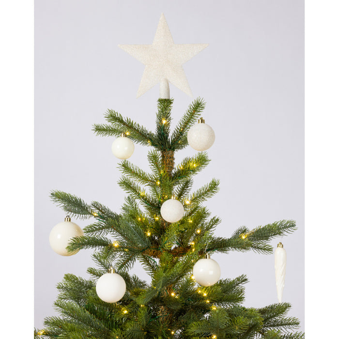 Decoris kerstballen - 34-dlg - wol wit - kunststof