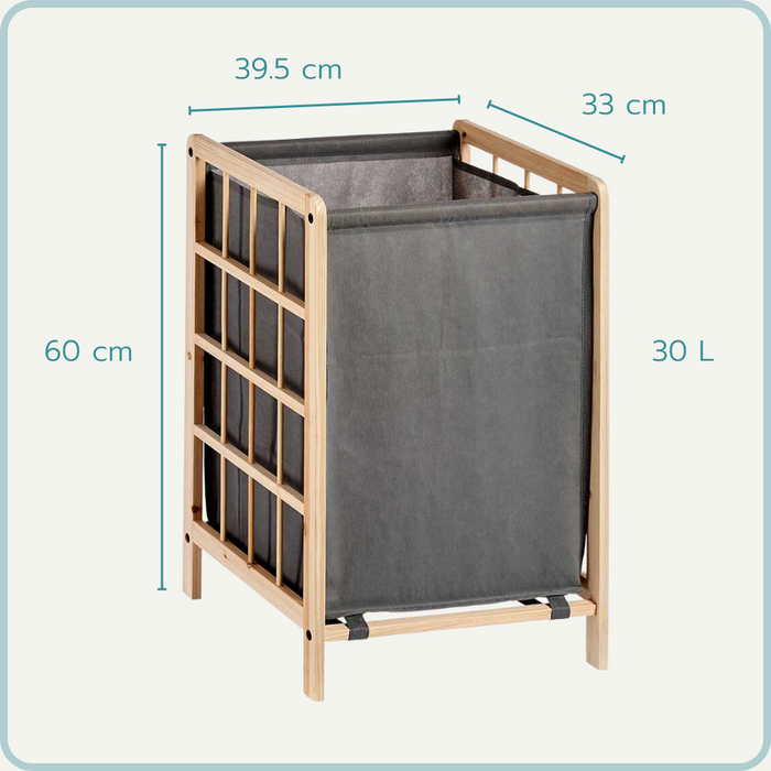 Nordix Wasmand Wassorteerder Grijs 39,5x33x60cm Hout