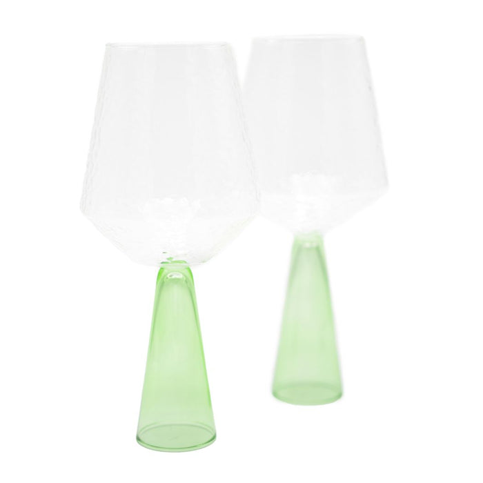 Brût Homeware, Wijnglas Claude, helder | groen, set van 2