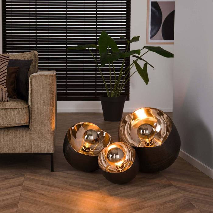 Fraaai - Kwik tafellamp spiegel metaal zwart M Ø28 cm