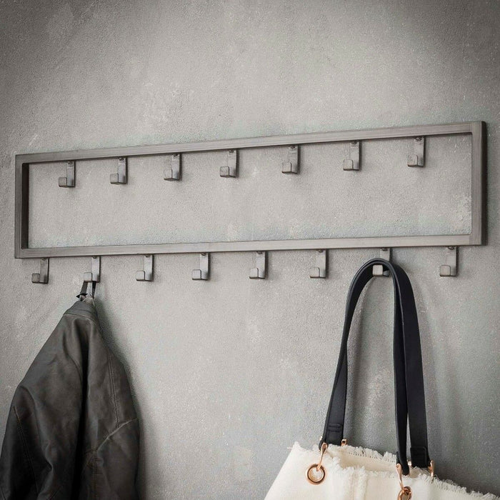 Fraaai - Kapstok industrieel 15 haken - 80 cm zwart