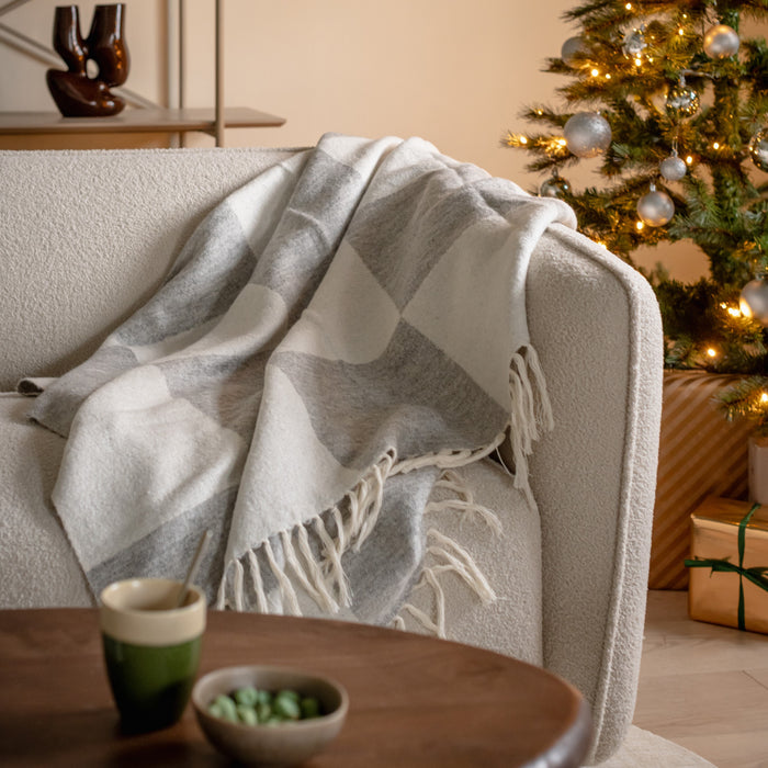 by fonQ Check Plaid 130 x 200 cm - Lichtgrijs