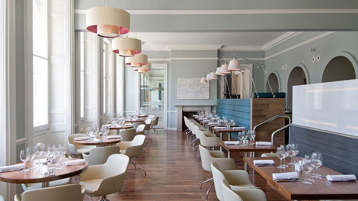 Artemide Tolomeo Mega klemlamp retrofit met schakelaar 32cm perkament