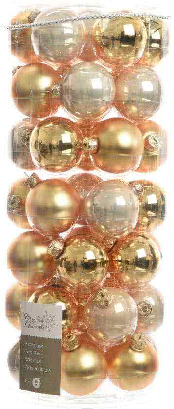 Glas Kerstballen Mix (6cm) Box 49 Stuks Gold
