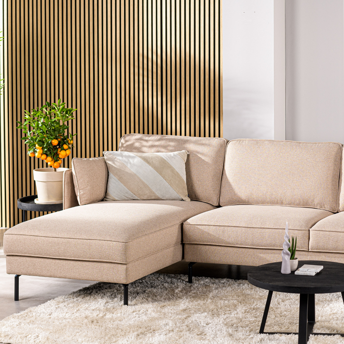 Vurna Danny 3-zitsbank hoekbank links stof beige