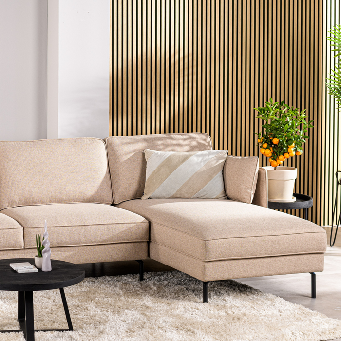 Vurna Danny 3-zitsbank hoekbank rechts stof beige