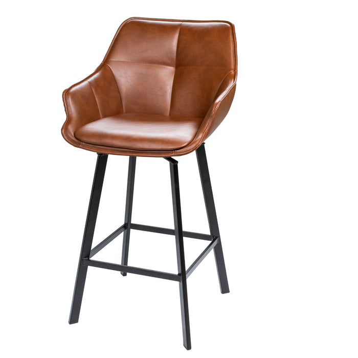 Giga Meubel - Barstoel Shannon Cognac Draaibaar - Staal|Metaal|PU leer