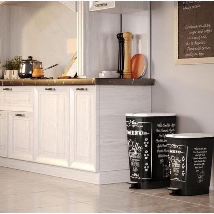 Kis Chic Bin Coffee Menu Pedaalemmer - 50L - zwart|wit