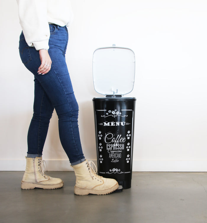 Kis Chic Bin Coffee Menu Pedaalemmer - 50L - zwart|wit