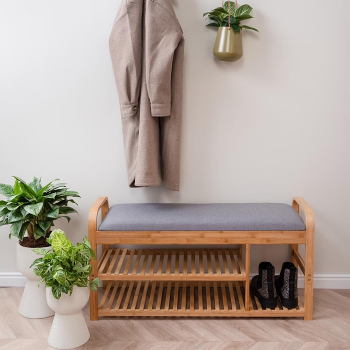 Leitmotiv Arch Double Shelf Bank - Grijs