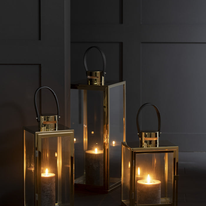 J-Line Lantaarn Rechthoek Goud