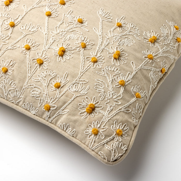 CAMILLA | Sierkussen | 40x60 cm Pumice Stone | Beige | Bloemenprint |